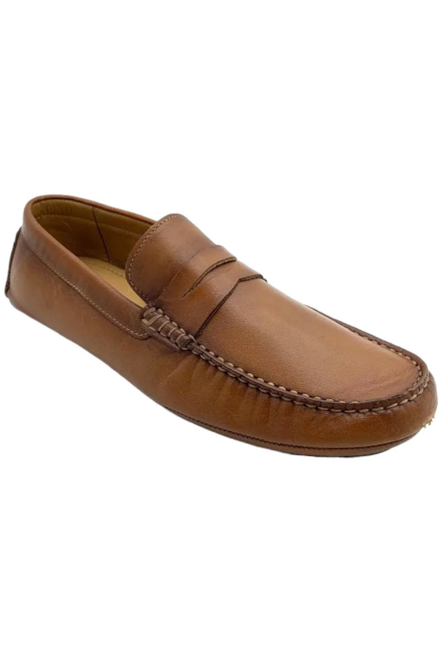 Flag LTD. Men's Morgan Leather Penny Loafer Moccasins Tan - Medium